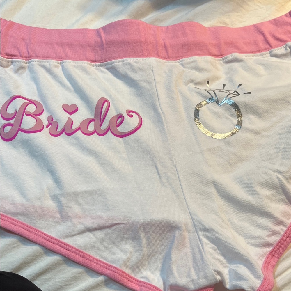 Pink and White Bride Women's Sleep Shorts